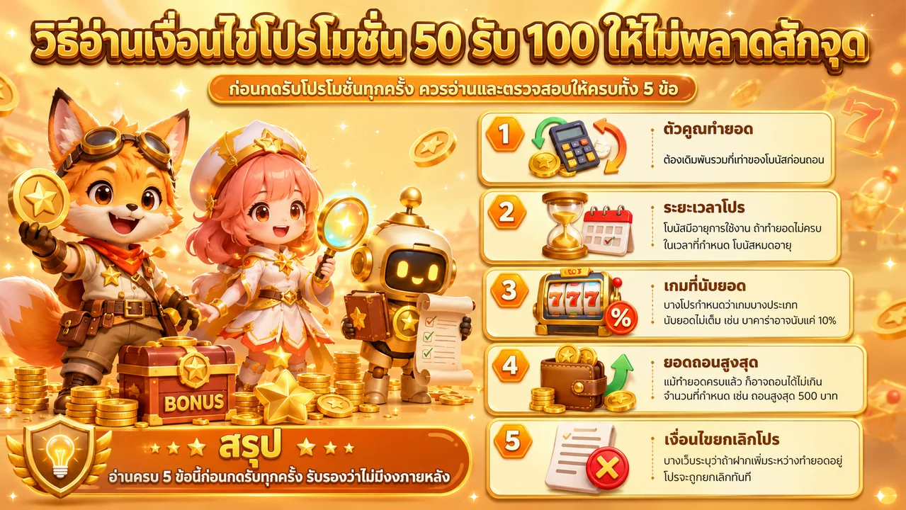 วิธีอ่านเงื่อนไขโปรโมชั่น 50 รับ 100