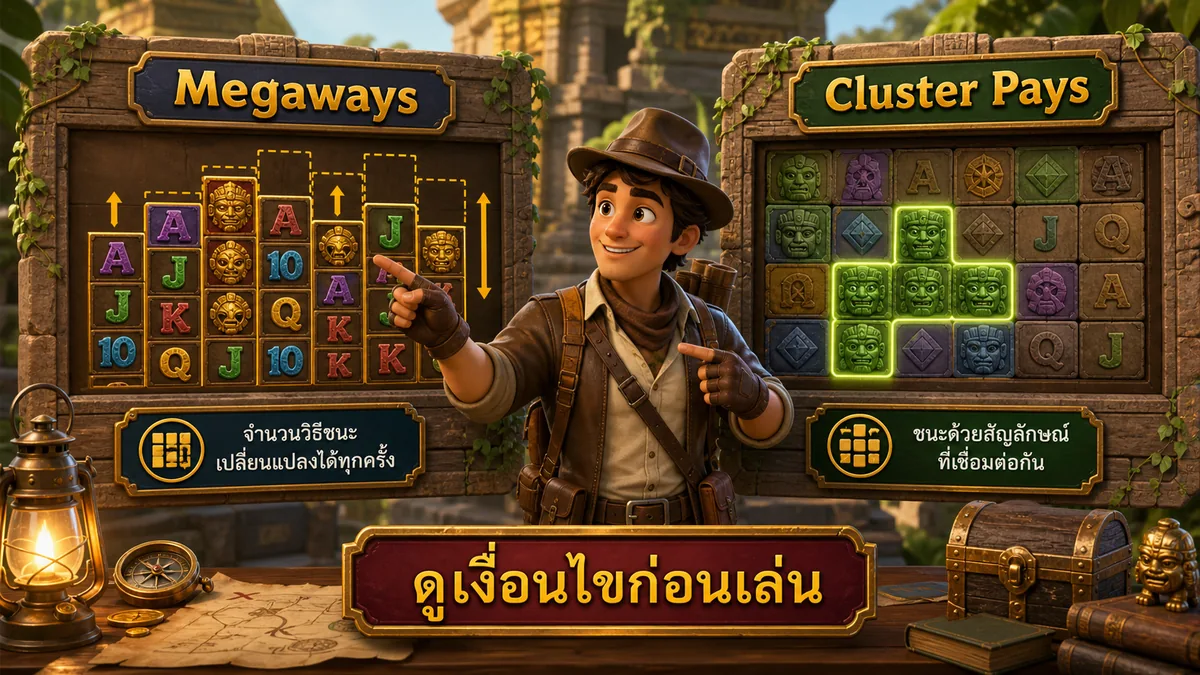 ภาพเปรียบเทียบ Megaways และ Cluster Pays พร้อมข้อควรระวัง