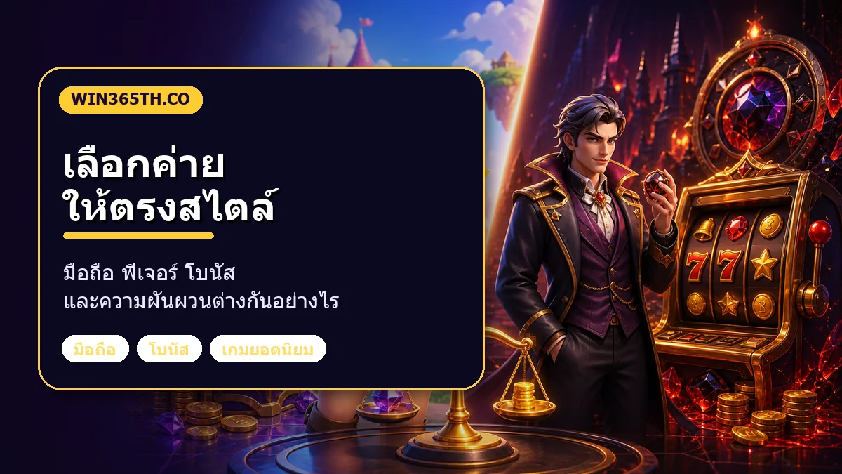 ภาพเปรียบเทียบสไตล์เกมสล็อตระหว่างค่ายเกมมือถือและค่ายเกมโบนัสขนาดใหญ่