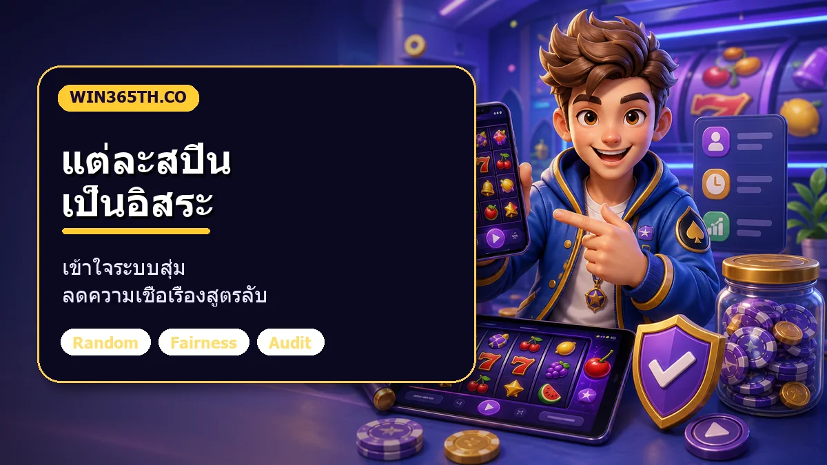 ภาพอธิบาย RNG สล็อตและแนวคิดว่าแต่ละสปินเป็นเหตุการณ์อิสระ