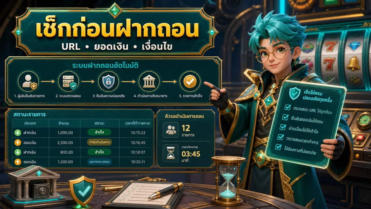 เช็กลิสต์ฝากถอนออโต้เรื่อง URL ยอดเงิน เงื่อนไข และสถานะรายการก่อนใช้งาน