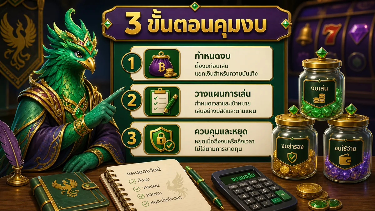 ภาพฟีนิกซ์เหรัญญิกอธิบาย 3 ขั้นตอนคุมงบเล่นสล็อต